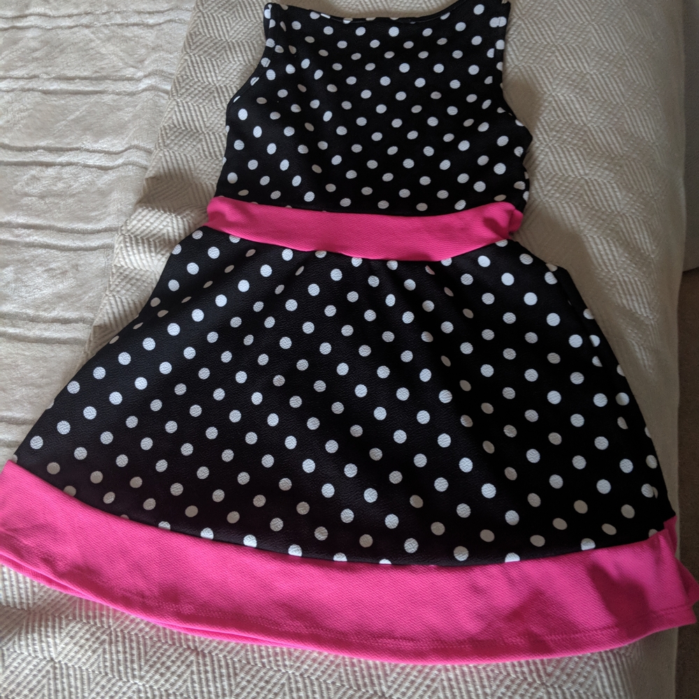 Polka Dot Dress with Pink Accents